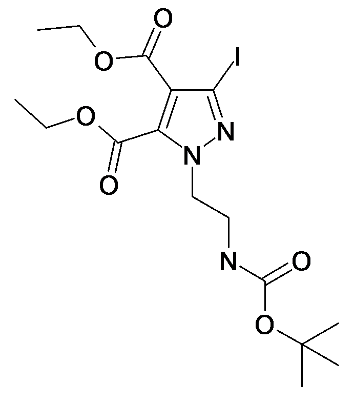 MFCD34168799 | 2-(2-tert-Butoxycarbonylamino-ethyl)-5-iodo-2H-pyrazole-3,4-dicarboxylic acid diethyl ester | acints