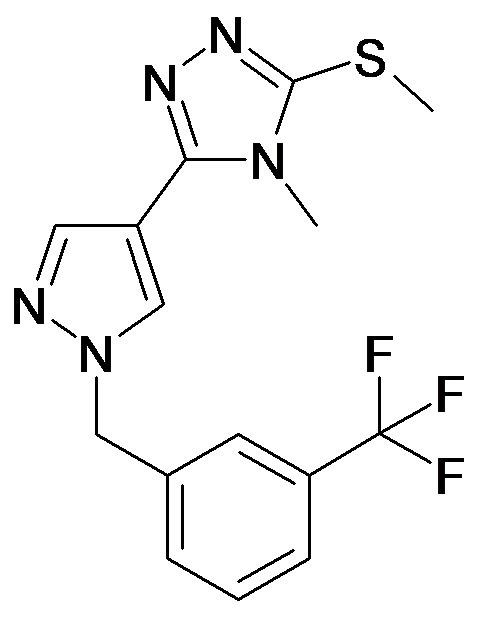 MFCD34168875 | 4-Methyl-3-methylsulfanyl-5-[1-(3-trifluoromethyl-benzyl)-1H-pyrazol-4-yl]-4H-[1,2,4]triazole | acints