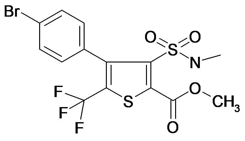 MFCD34168881 | 4-(4-Bromo-phenyl)-3-methylsulfamoyl-5-trifluoromethyl-thiophene-2-carboxylic acid methyl ester | acints