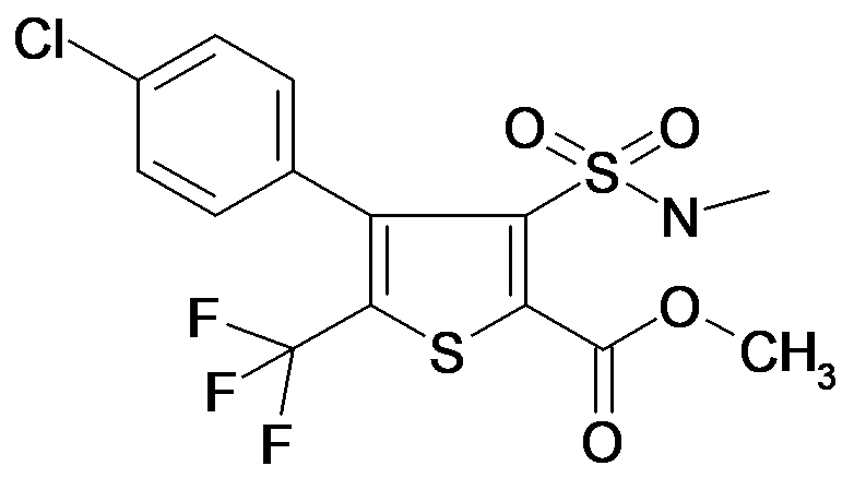 MFCD34168882 | 4-(4-Chloro-phenyl)-3-methylsulfamoyl-5-trifluoromethyl-thiophene-2-carboxylic acid methyl ester | acints